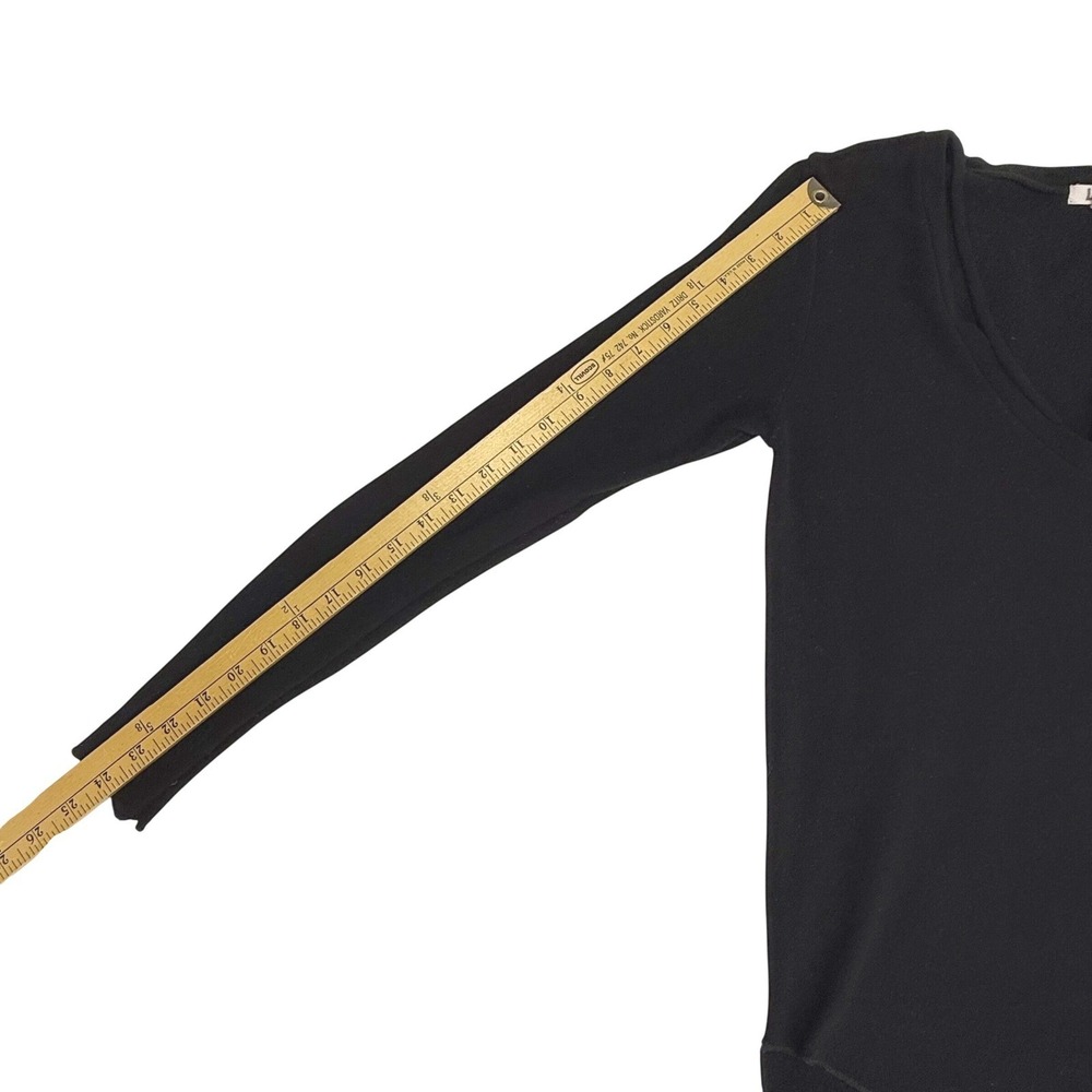 LNA Black V Neck Long Sleeve Top Made in USA Size S Pullover Cut Out Stretchy - Picture 6 of 8
